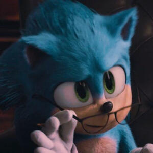 movie sonic holding glasses